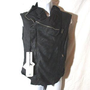 NWT NEW RICK OWENS DRKSHDW Leather BIKER VEST Waistcoat 42 BLACK